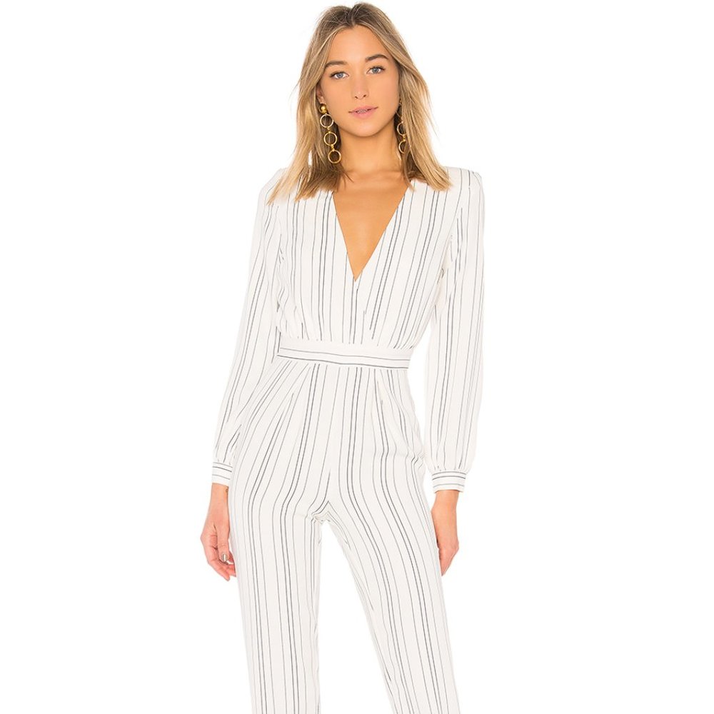 Lovers + Friends Study Abroad Jumpsuit in White Pi